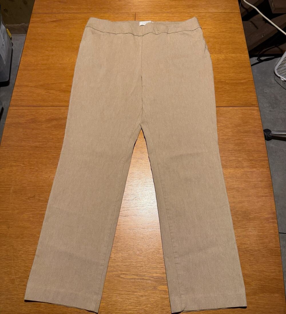 Talbots Pants Women’s 16 Beige Khaki Slacks Pull On Stretch High Rise Straight